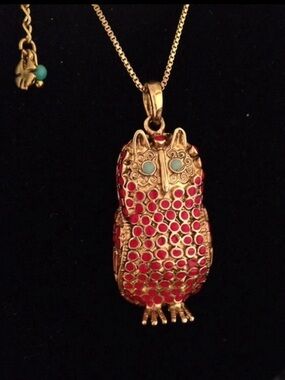 LUCKY BRAND OWL PENDANT NECKLACE WITH SEMI-PRECIOUS ACCENTS